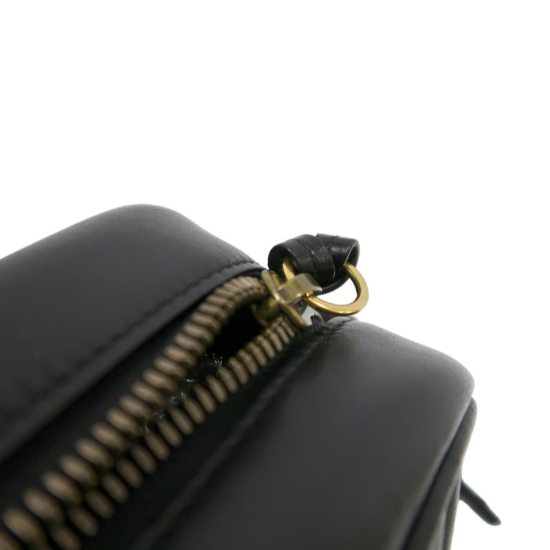 GUCCI GG Marmont Shoulder Bag, Black Leather with Gold Hardware