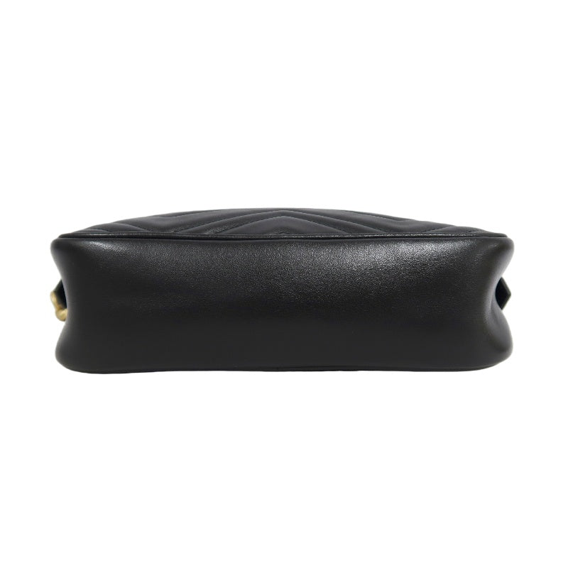 GUCCI GG Marmont Shoulder Bag, Black Leather with Gold Hardware