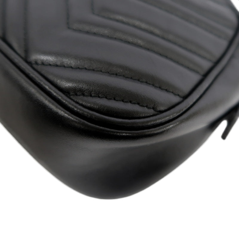 GUCCI GG Marmont Shoulder Bag, Black Leather with Gold Hardware