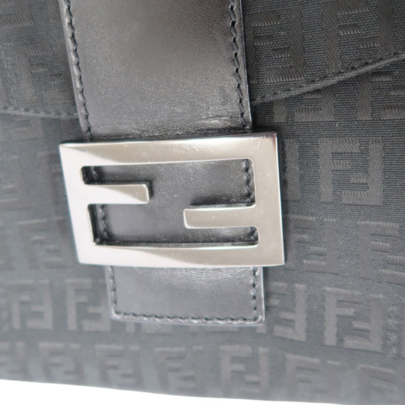 FENDI Zuccino Baguette One Shoulder Bag Canvas Black Silver Hardware