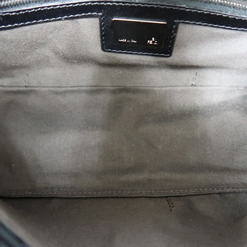 FENDI Zuccino Baguette One Shoulder Bag Canvas Black Silver Hardware