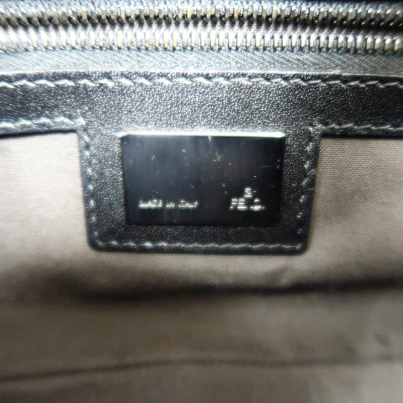 FENDI Zuccino Baguette One Shoulder Bag Canvas Black Silver Hardware