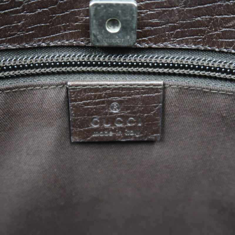 GUCCI GG Supreme Tote Bag PVC Leather Beige Brown Silver Logo Plate Hardware