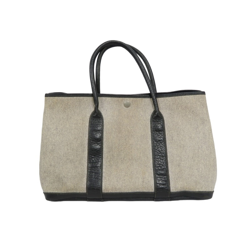 HERMES Garden Party PM Tote Handbag Canvas Beige