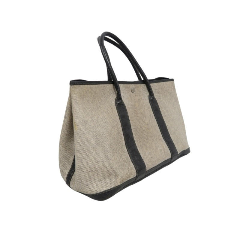 HERMES Garden Party PM Tote Handbag Canvas Beige
