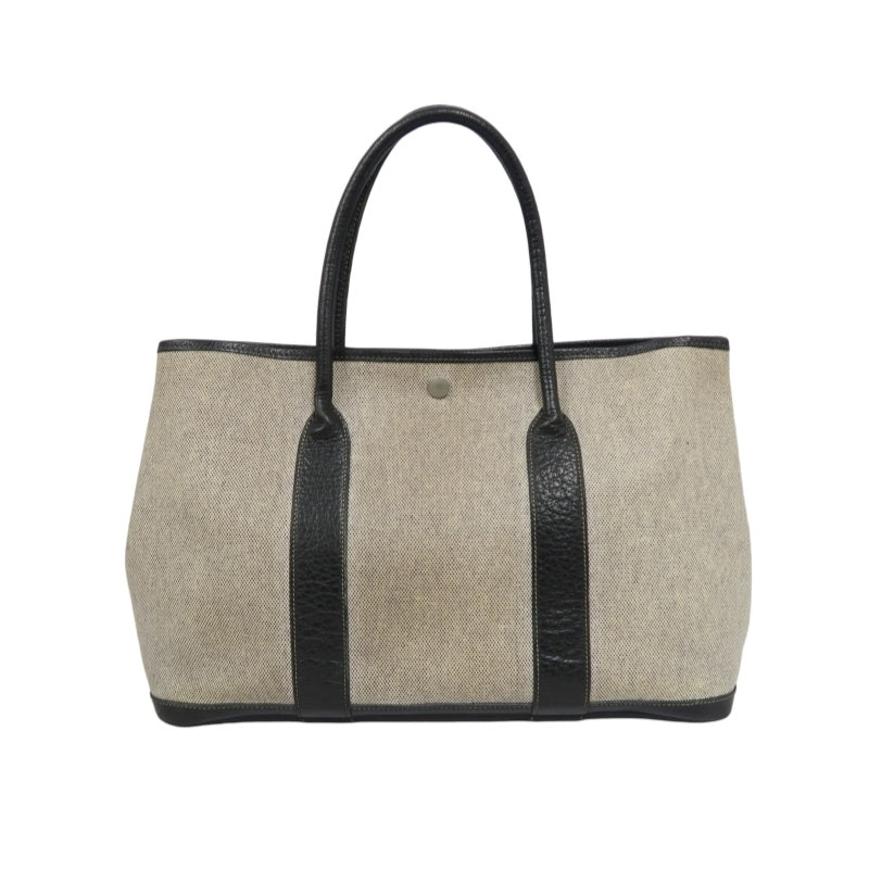 HERMES Garden Party PM Tote Handbag Canvas Beige