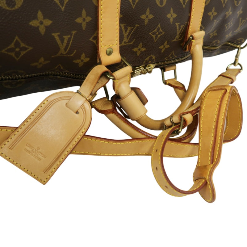 LOUIS VUITTON Monogram Keepall Bandoulière 50 Boston Travel Bag Pvc Brown With Shoulder Strap, Name Tag And Lock
