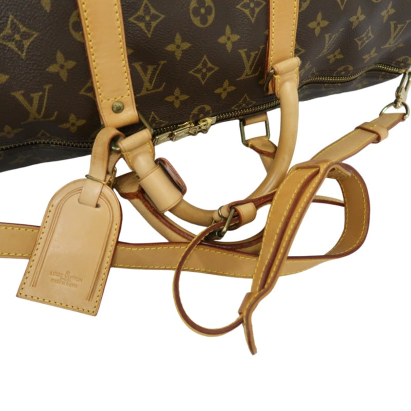 LOUIS VUITTON Monogram Keepall Bandoulière 50 Boston Travel Bag Pvc Brown With Shoulder Strap, Name Tag And Lock