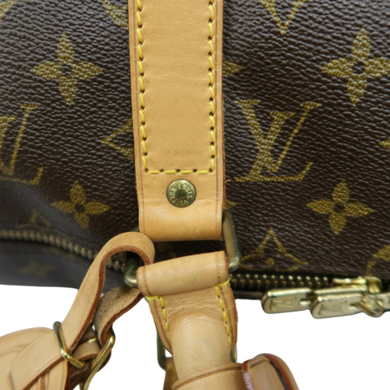 LOUIS VUITTON Monogram Keepall Bandoulière 50 Boston Travel Bag Pvc Brown With Shoulder Strap, Name Tag And Lock