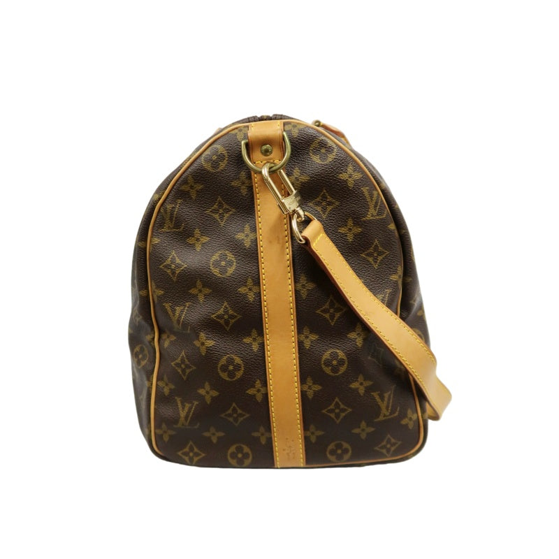 LOUIS VUITTON Monogram Keepall Bandoulière 50 Boston Travel Bag Pvc Brown With Shoulder Strap, Name Tag And Lock