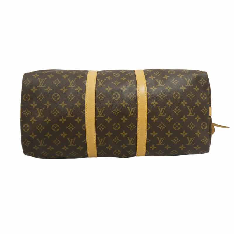 LOUIS VUITTON Monogram Keepall Bandoulière 50 Boston Travel Bag Pvc Brown With Shoulder Strap, Name Tag And Lock