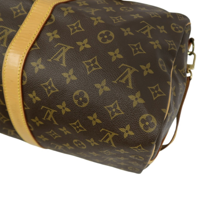 LOUIS VUITTON Monogram Keepall Bandoulière 50 Boston Travel Bag Pvc Brown With Shoulder Strap, Name Tag And Lock