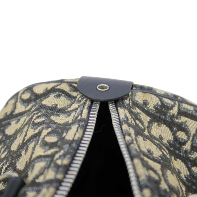 DIOR Trotter Boston Handbag Canvas Navy Blue Silver Hardware