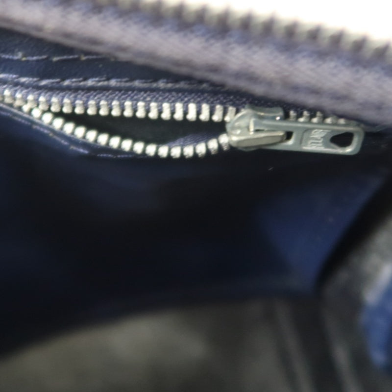 DIOR Trotter Boston Handbag Canvas Navy Blue Silver Hardware