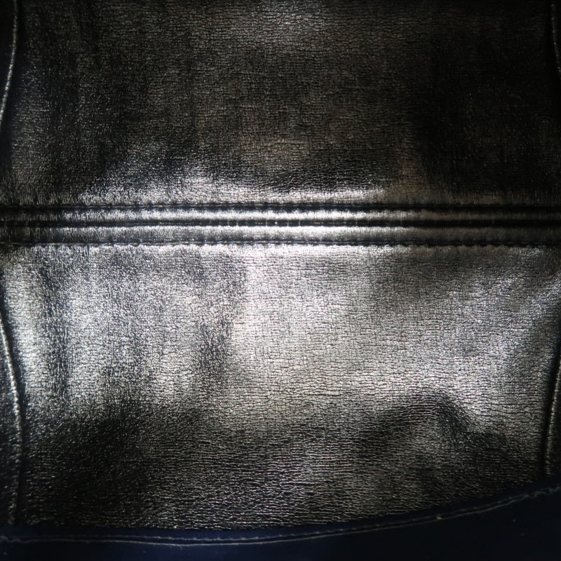 DIOR Trotter Boston Handbag Canvas Navy Blue Silver Hardware