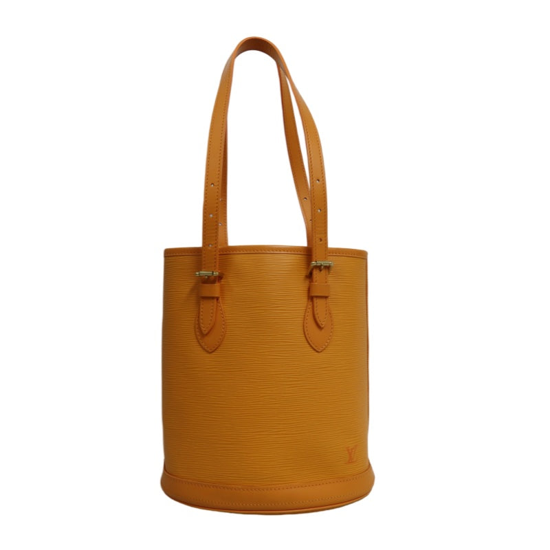 LOUIS VUITTON Bucket PM Epi Leather Handbag Yellow with Pouch