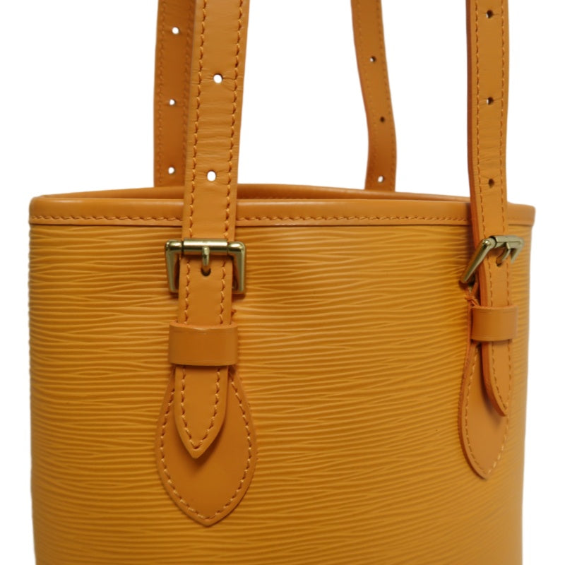 LOUIS VUITTON Bucket PM Epi Leather Handbag Yellow with Pouch