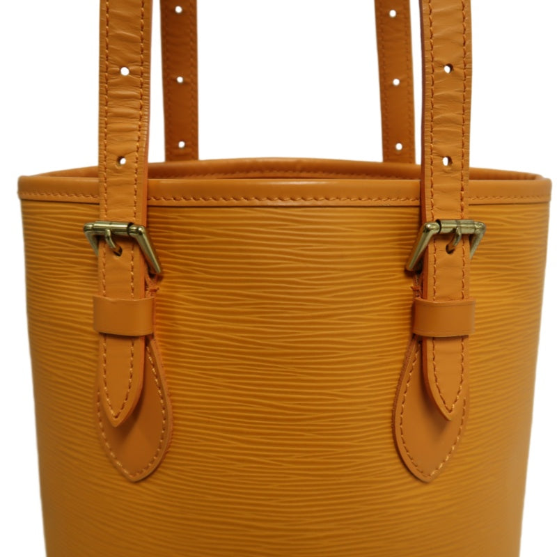 LOUIS VUITTON Bucket PM Epi Leather Handbag Yellow with Pouch