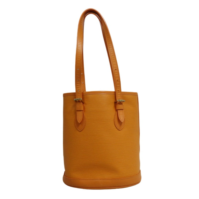 LOUIS VUITTON Bucket PM Epi Leather Handbag Yellow with Pouch