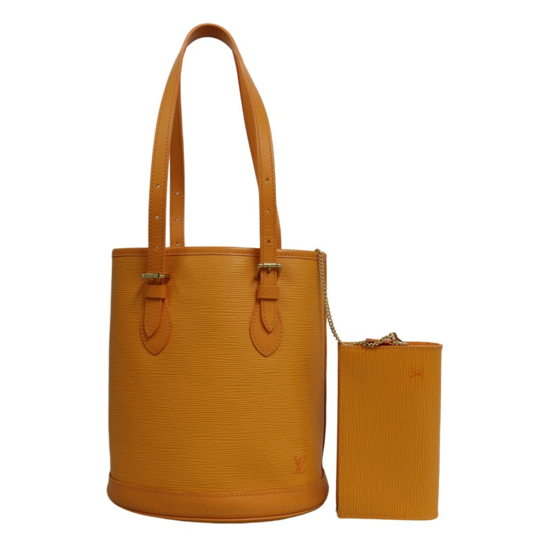 LOUIS VUITTON Bucket PM Epi Leather Handbag Yellow with Pouch