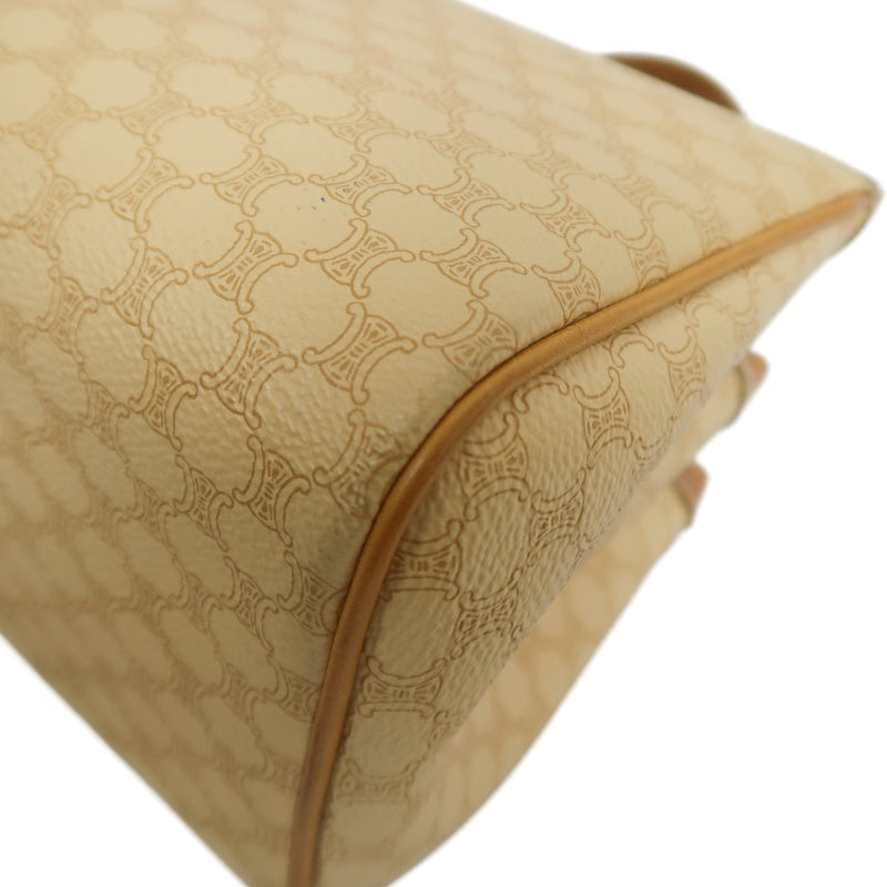 CELINE Macadam Handbag, Beige Canvas Calfskin