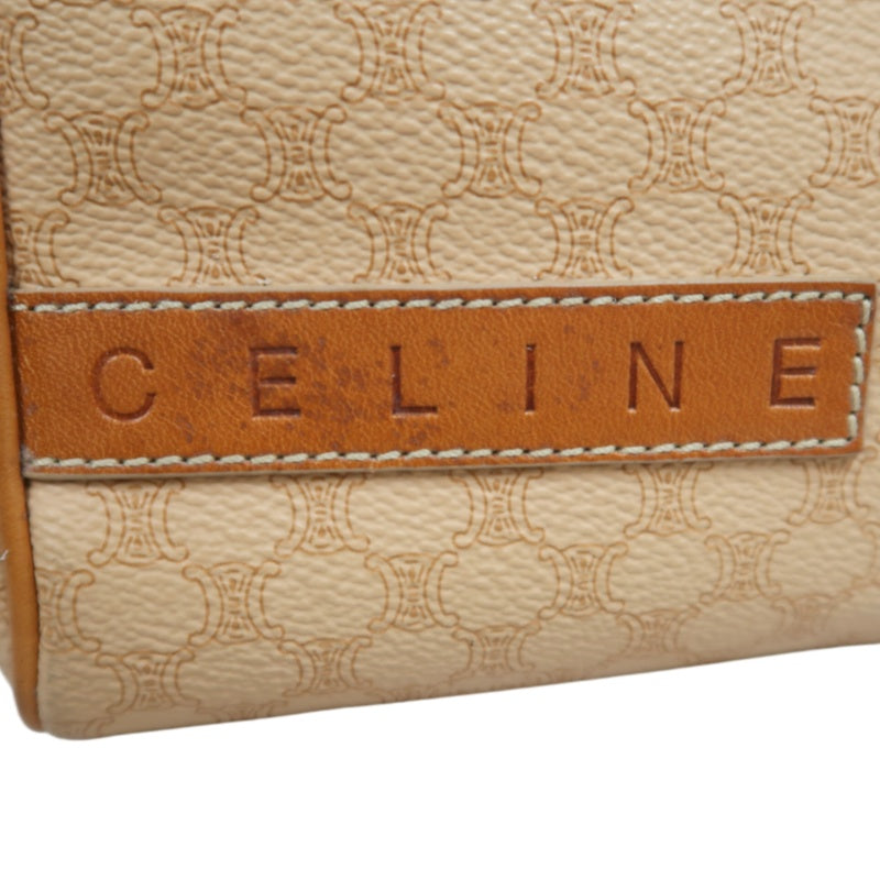 CELINE Macadam Handbag, Beige Canvas Calfskin