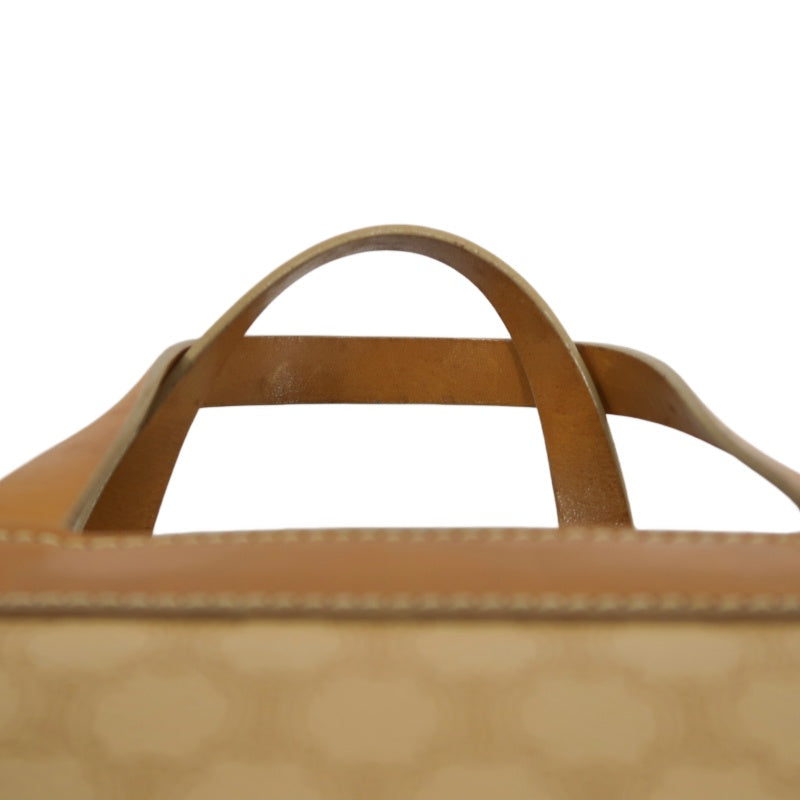 CELINE Macadam Handbag, Beige Canvas Calfskin