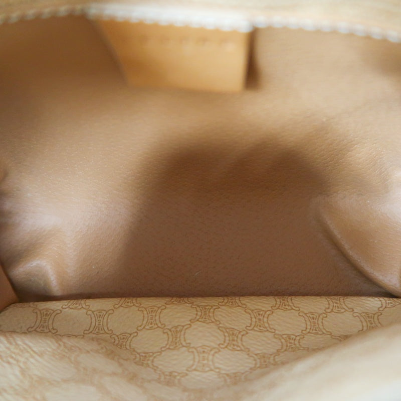 CELINE Macadam Handbag, Beige Canvas Calfskin