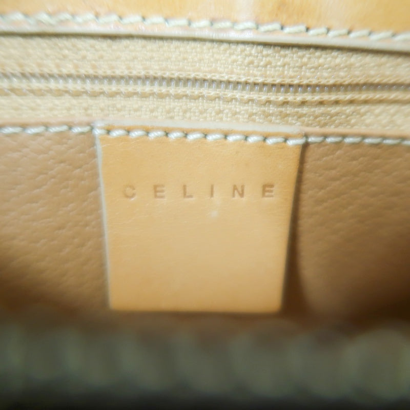 CELINE Macadam Handbag, Beige Canvas Calfskin