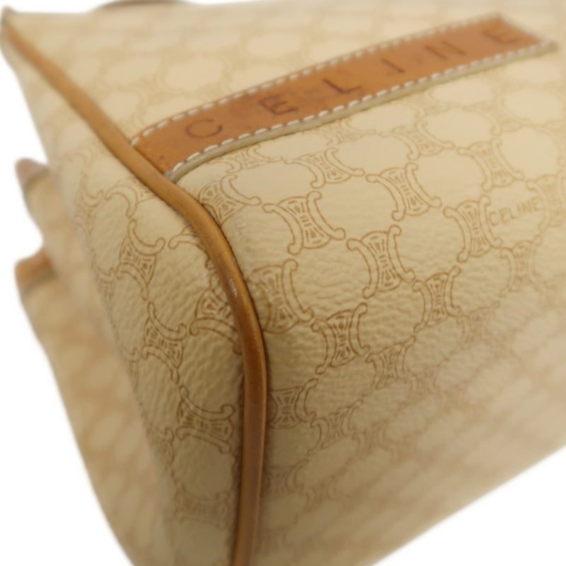 CELINE Macadam Handbag, Beige Canvas Calfskin