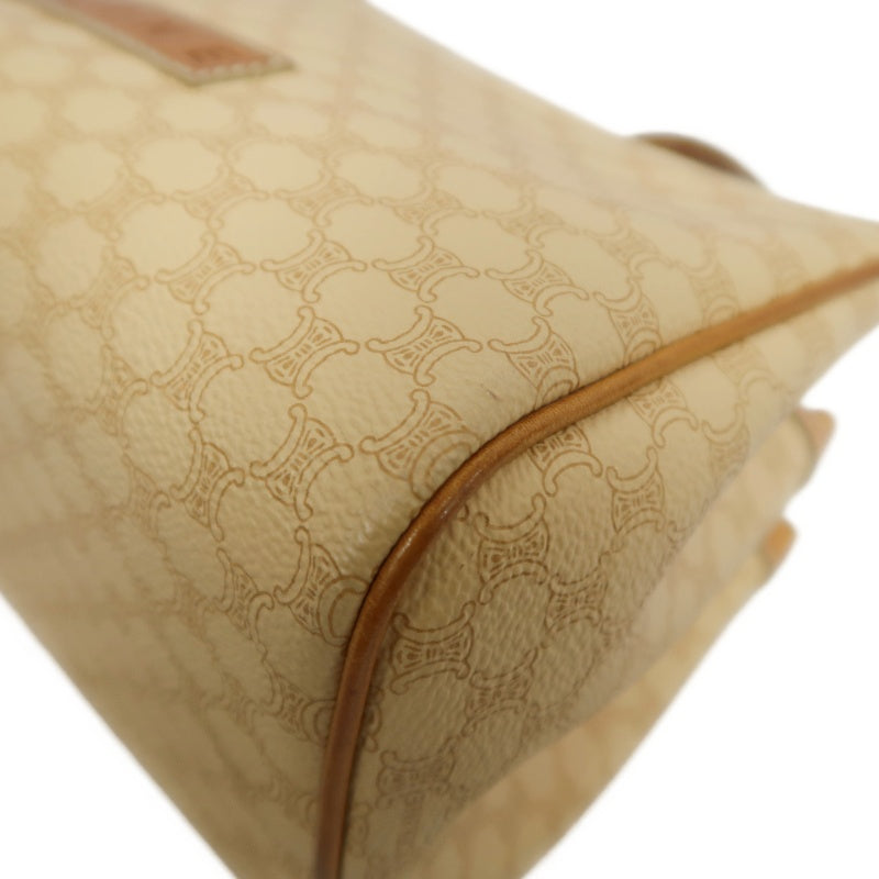 CELINE Macadam Handbag, Beige Canvas Calfskin