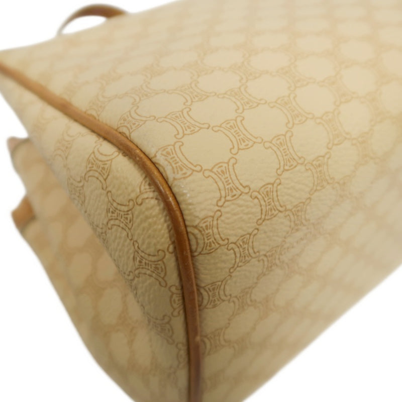 CELINE Macadam Handbag, Beige Canvas Calfskin