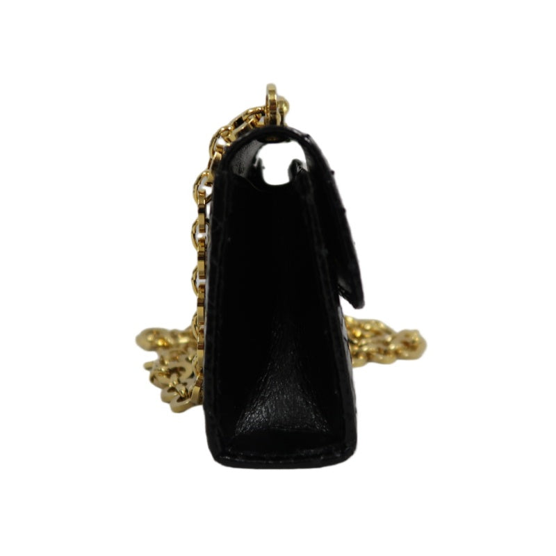 FERRAGAMO Gancini Chain Shoulder Bag, Black Python with Gold Hardware