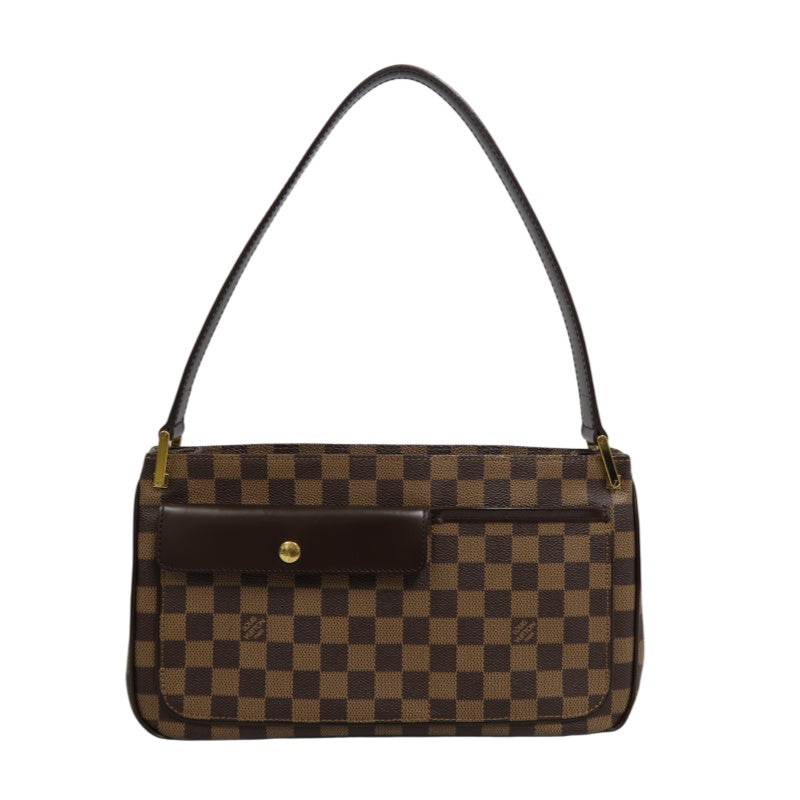 LOUIS VUITTON Vernis Damier Ebene Brown Handbag Gold Hardware LV Damier PVC Underarm Bag