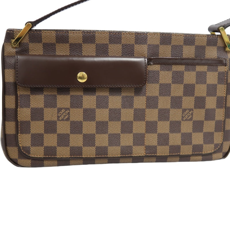 LOUIS VUITTON Vernis Damier Ebene Brown Handbag Gold Hardware LV Damier PVC Underarm Bag