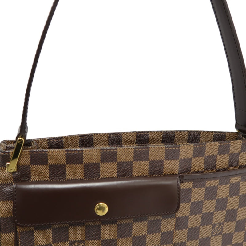 LOUIS VUITTON Vernis Damier Ebene Brown Handbag Gold Hardware LV Damier PVC Underarm Bag