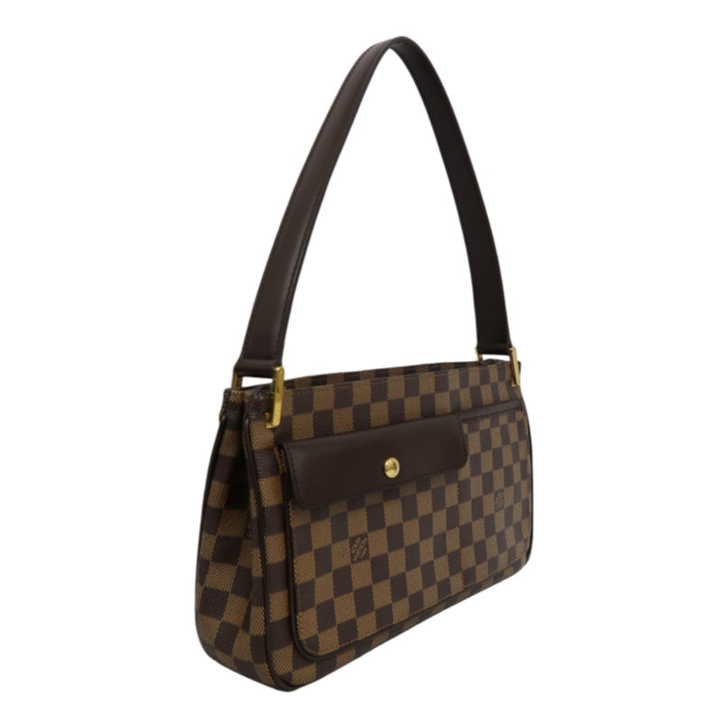 LOUIS VUITTON Vernis Damier Ebene Brown Handbag Gold Hardware LV Damier PVC Underarm Bag