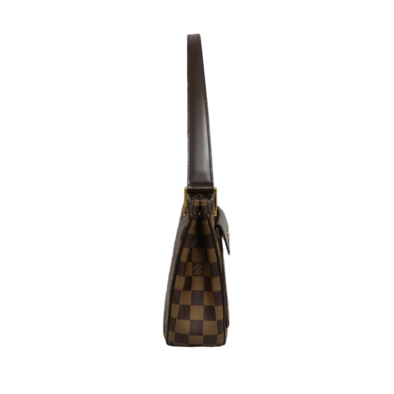 LOUIS VUITTON Vernis Damier Ebene Brown Handbag Gold Hardware LV Damier PVC Underarm Bag