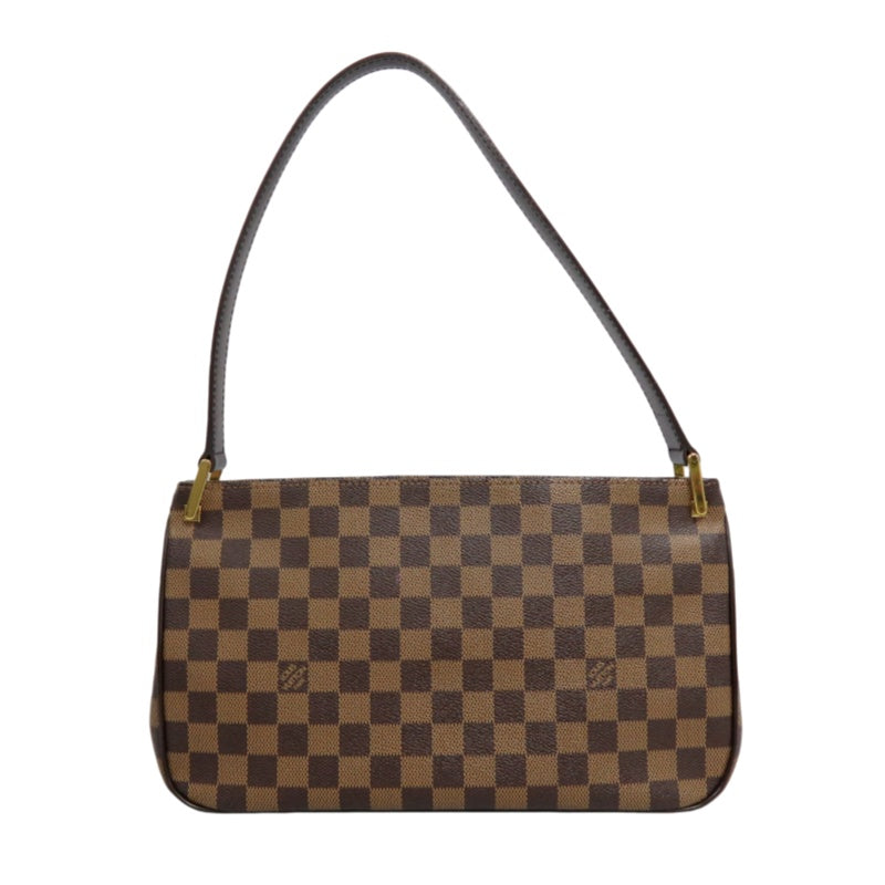 LOUIS VUITTON Vernis Damier Ebene Brown Handbag Gold Hardware LV Damier PVC Underarm Bag