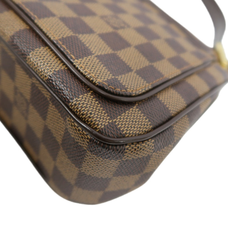 LOUIS VUITTON Vernis Damier Ebene Brown Handbag Gold Hardware LV Damier PVC Underarm Bag