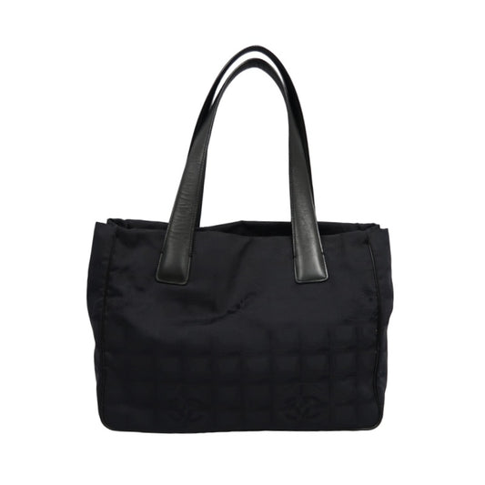 CHANEL New Travel Line Tote PM, Black Canvas Ice Cube Shoulder Bag
