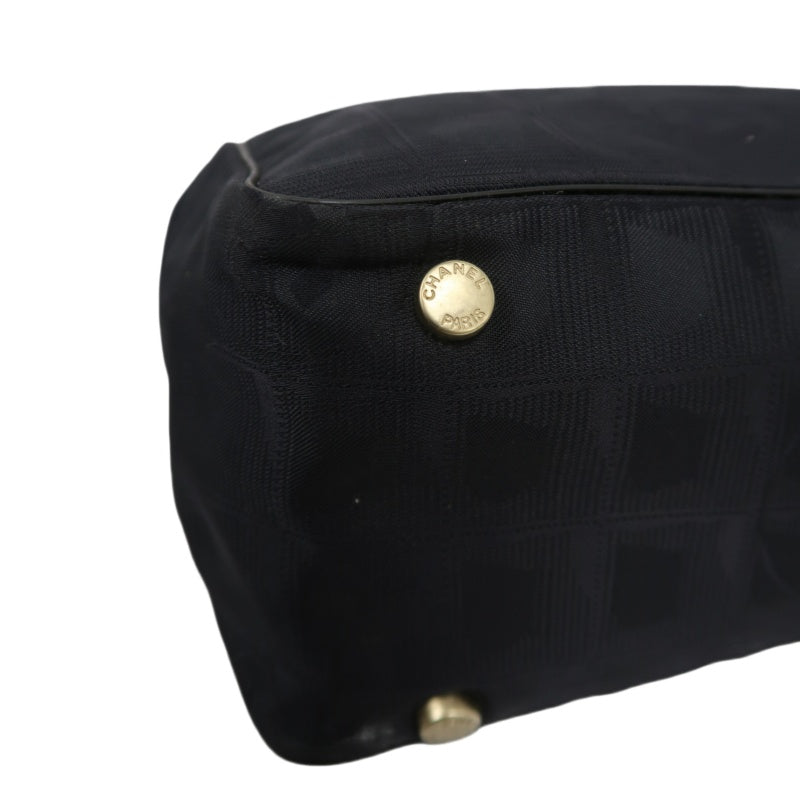 CHANEL New Travel Line Tote PM, Black Canvas Ice Cube Shoulder Bag