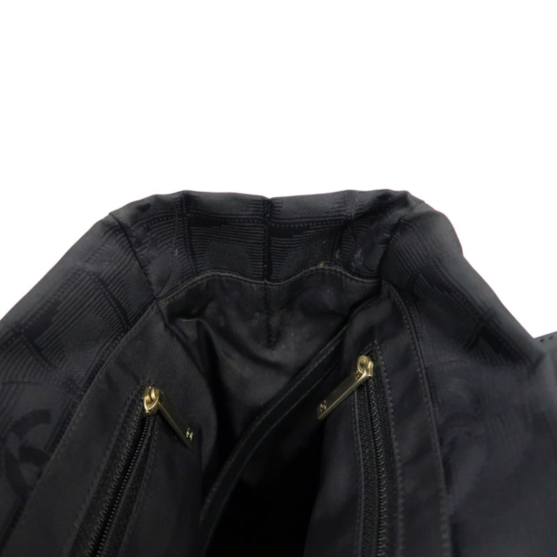 CHANEL New Travel Line Tote PM, Black Canvas Ice Cube Shoulder Bag