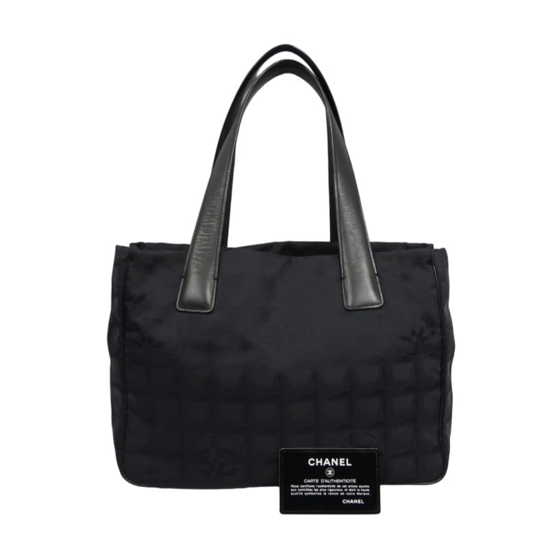 CHANEL New Travel Line Tote PM, Black Canvas Ice Cube Shoulder Bag