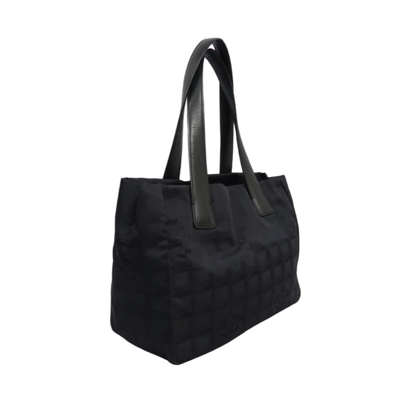 CHANEL New Travel Line Tote PM, Black Canvas Ice Cube Shoulder Bag