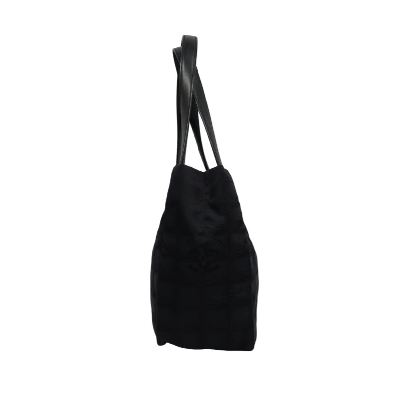 CHANEL New Travel Line Tote PM, Black Canvas Ice Cube Shoulder Bag