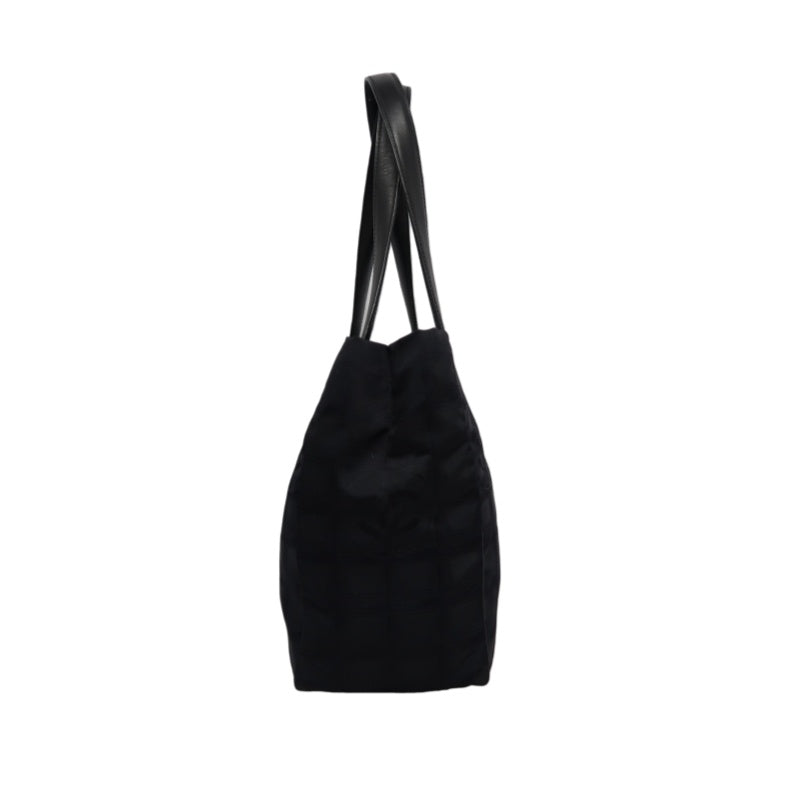 CHANEL New Travel Line Tote PM, Black Canvas Ice Cube Shoulder Bag