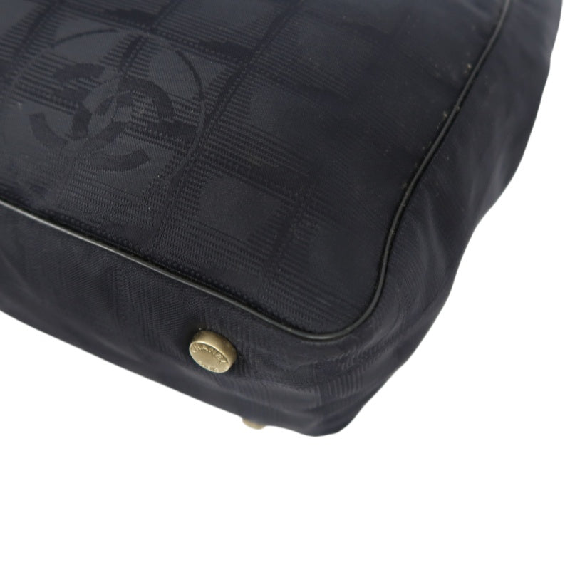 CHANEL New Travel Line Tote PM, Black Canvas Ice Cube Shoulder Bag