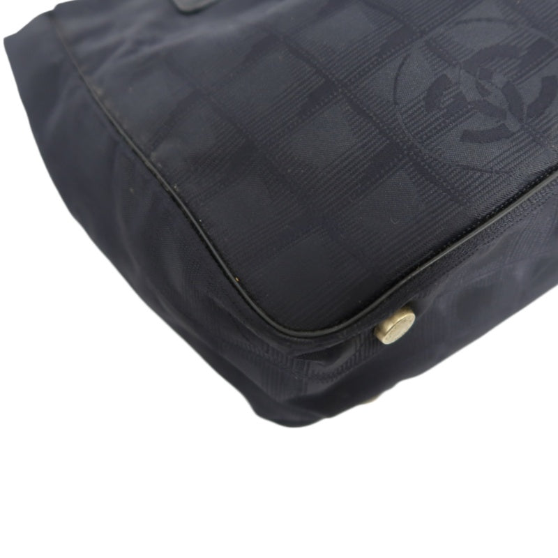 CHANEL New Travel Line Tote PM, Black Canvas Ice Cube Shoulder Bag