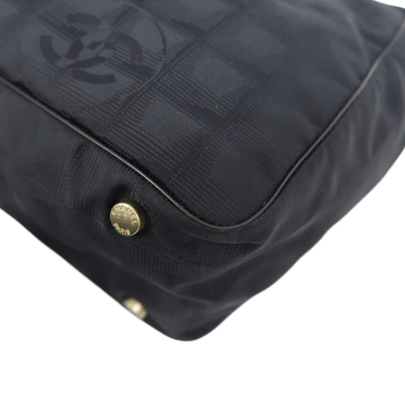CHANEL New Travel Line Tote PM, Black Canvas Ice Cube Shoulder Bag